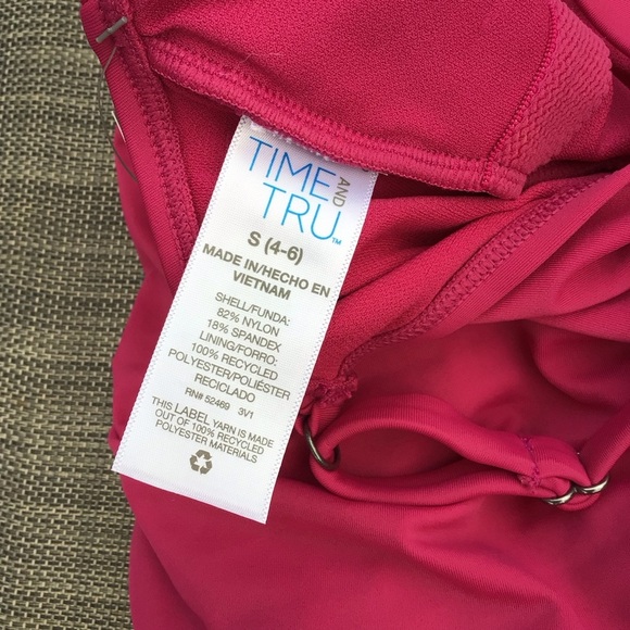 Time and Tru Womens Pink V-Wire One Piece Swimsuit Size Small 4-6 - Picture 9 of 10